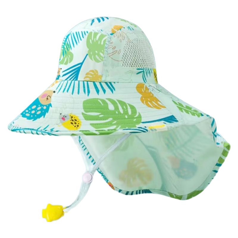 甜甜仔儿童披肩遮阳帽防晒帽宝宝遮阳帽女童渔夫帽男童太阳帽夏季沙滩帽子防紫外线高清大图