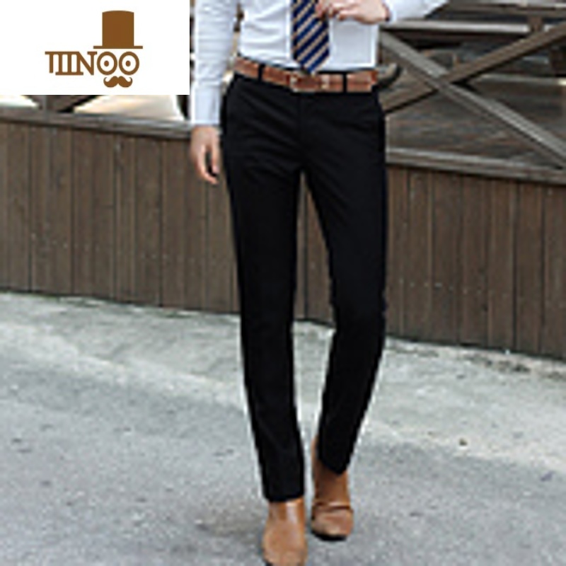 YANXU西裤男商务职业正装长裤子男士中青年修身免烫黑色直筒秋季西装裤 38三尺 黑色西裤