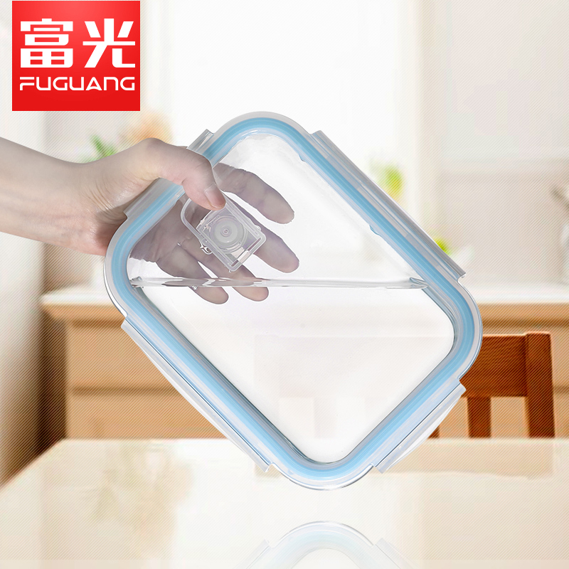 富光(FUGUANG)玻璃饭盒WFB5030FW 微波炉保鲜盒带盖便当盒密封饭盒三件套