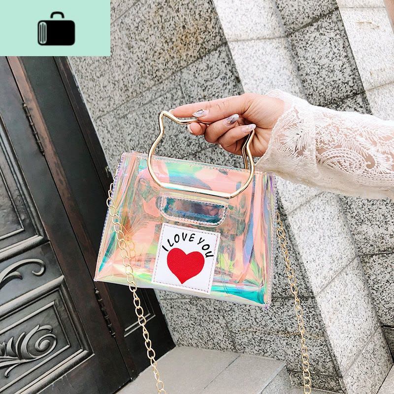 透明女包2019新款镭射包链条可爱单肩包个性炫彩果冻包手提斜跨包NEW LAKE女士单肩包图片