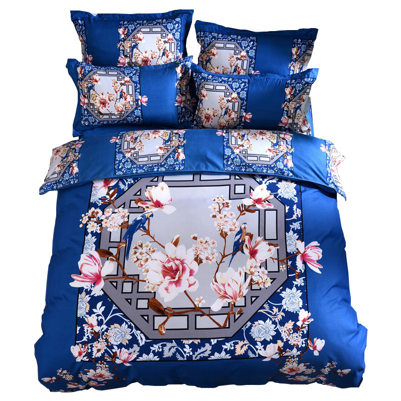 美帮汇冬天田园磨毛四件套加厚保暖床单春秋穿单被套一米五床被罩中式风高清大图