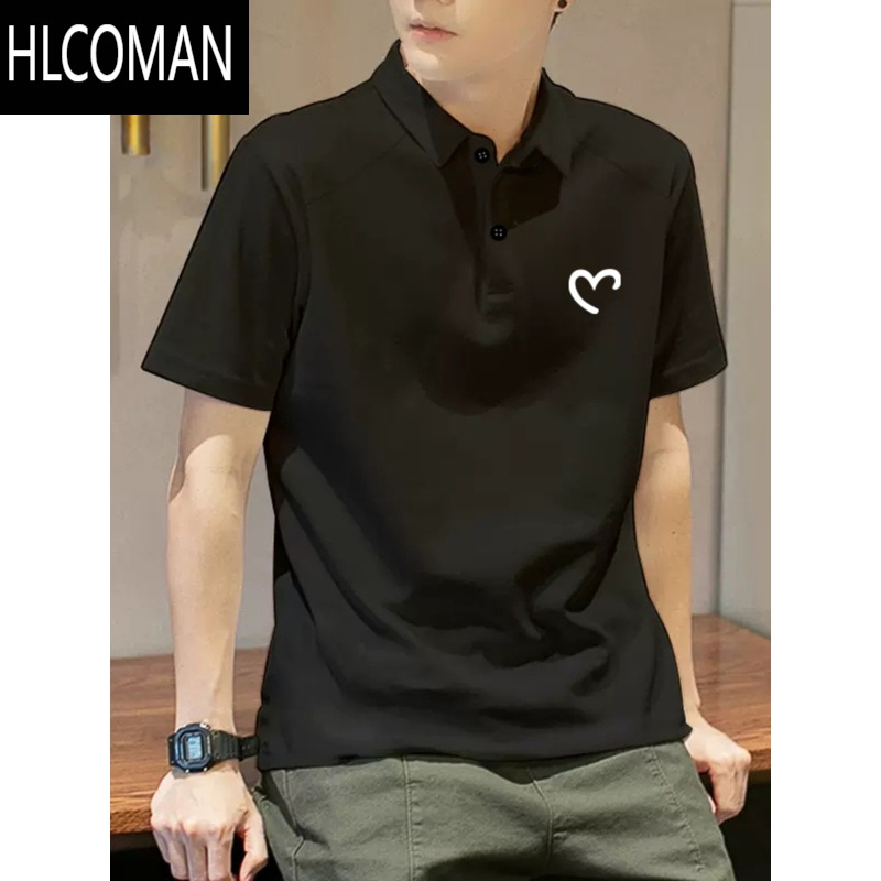 HLCOMAN简约短袖polo衫男士2025夏季潮牌男款体恤宽松休闲翻领t恤上衣胖