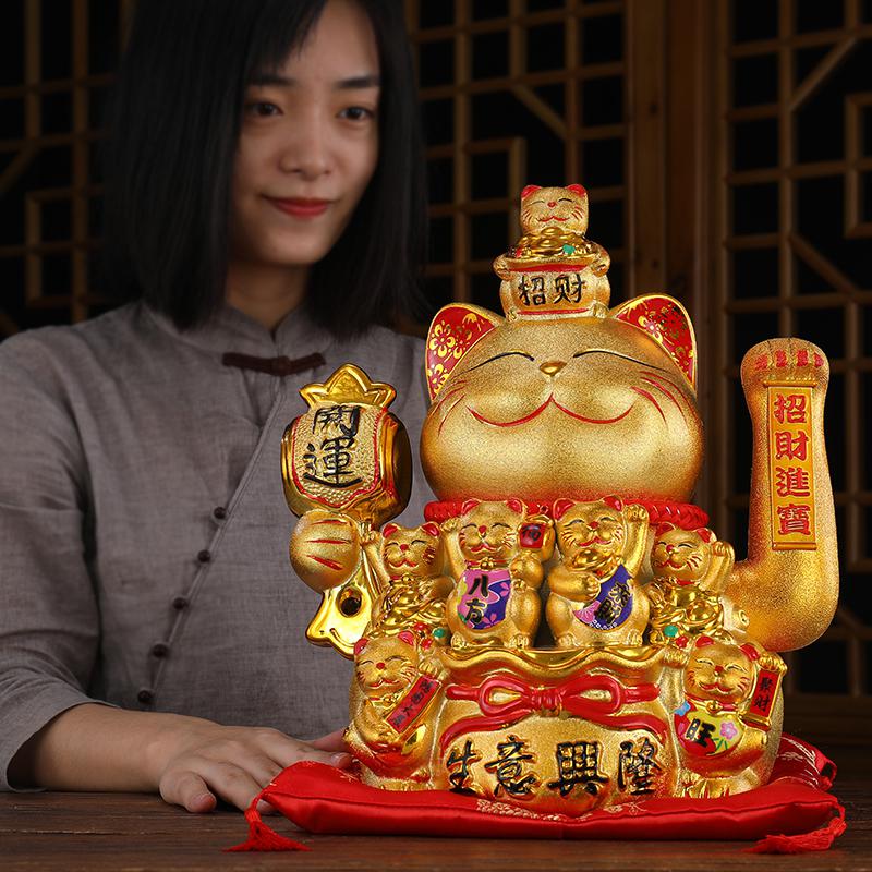 美帮汇金色猫摆件电自动招手摇手店铺开业礼品存钱罐小厅家居装饰品高清大图