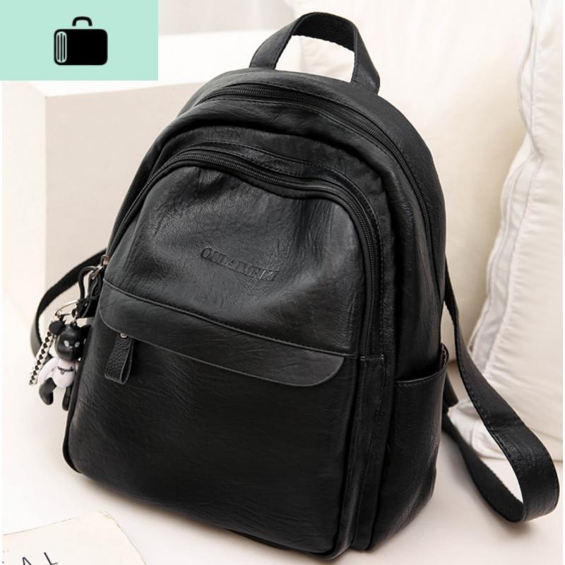 2020新款双肩包女士新款韩版百搭书包简约潮流大容量软皮背包NEWLAKE_275高清大图