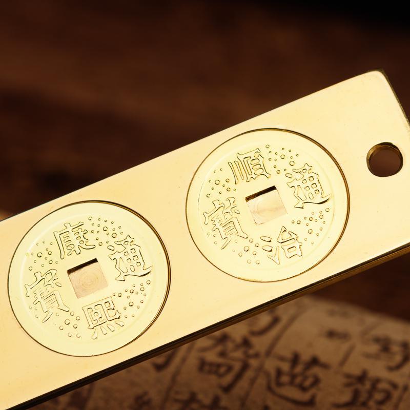 美帮汇铜实心六帝钱尺防漏财六帝尺客厅摆件