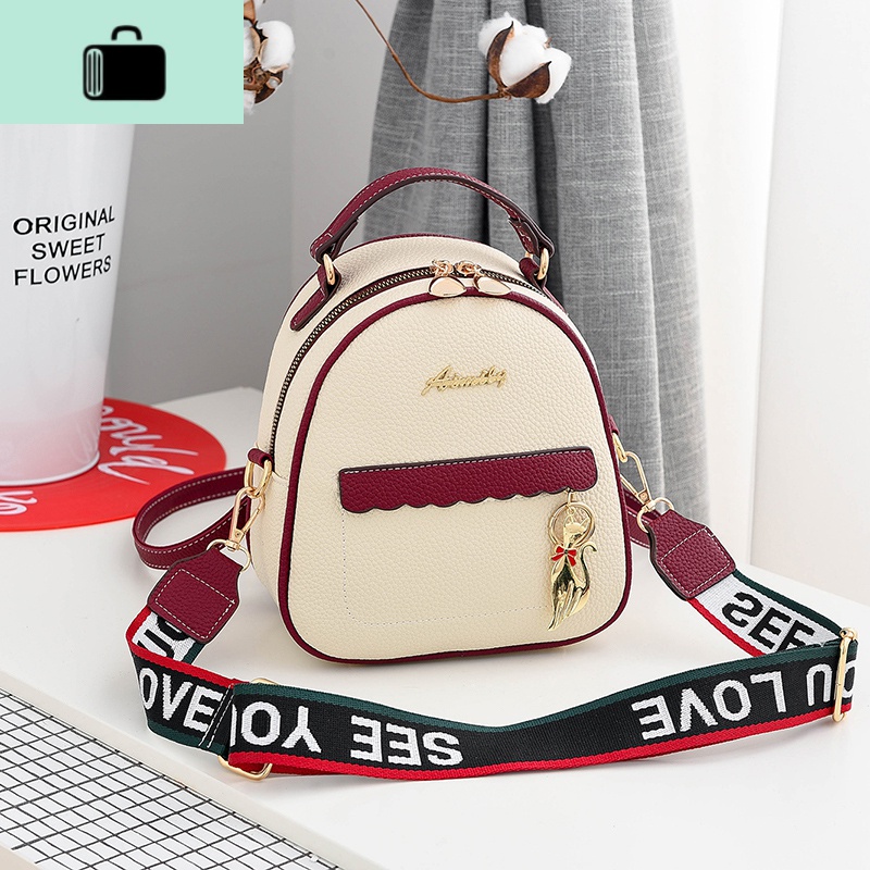 双肩包女2020新款时尚百搭网红韩版单肩斜挎拼色小背包NEW LAKE高清大图