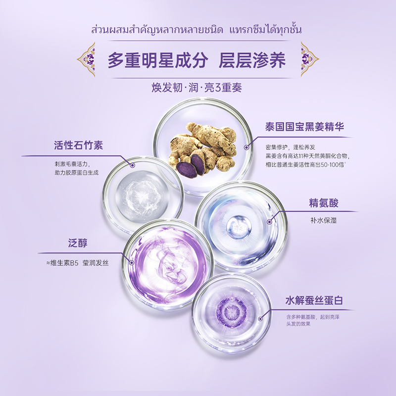 泰国进口ATREUS爱醇诗丰盈润发膜黑姜植粹深层修护受损强韧抑脱发修护毛鳞片发丝加倍柔顺发膜500ml/瓶