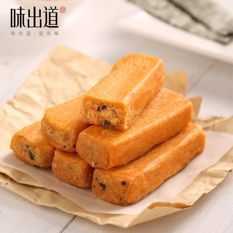 味出道 肉松饼海苔肉松条1000g早餐面包整箱绿豆饼糕点心小吃休闲零食品