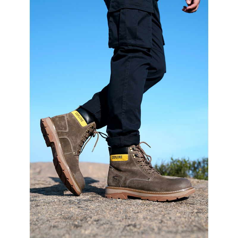 德国骆驼动感马丁靴男复古高帮工装靴秋冬男士英伦靴子真皮大靴