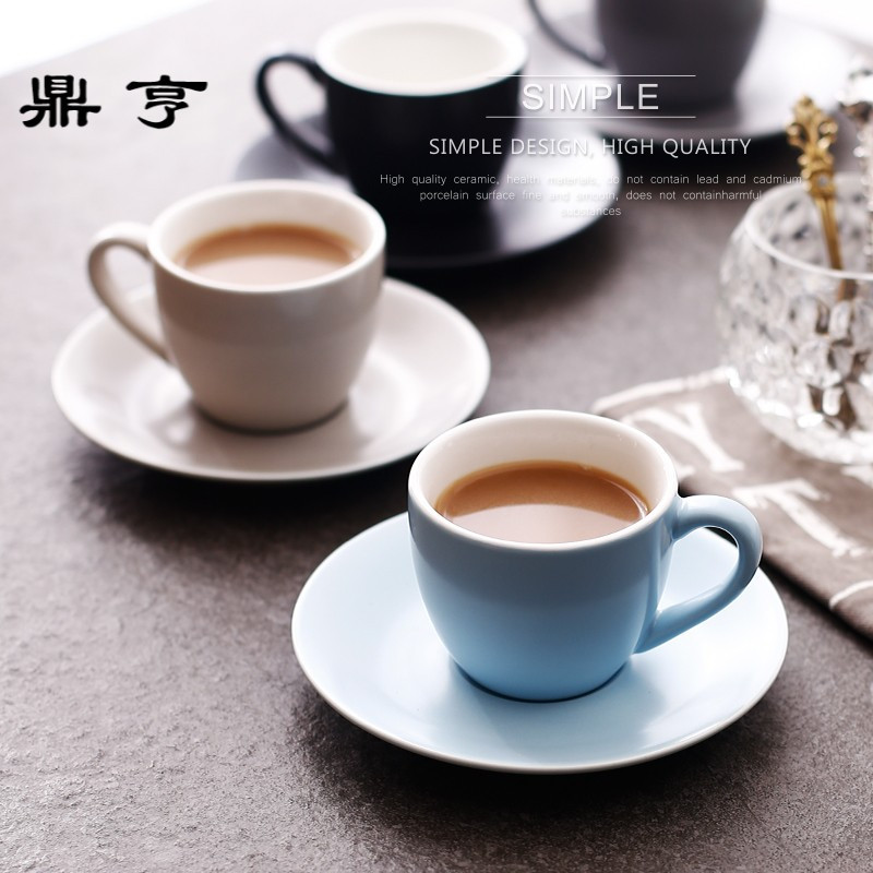 鼎亨6只装 北欧咖啡杯套装 陶瓷浓缩咖啡杯碟小号100ML咖啡厅花茶