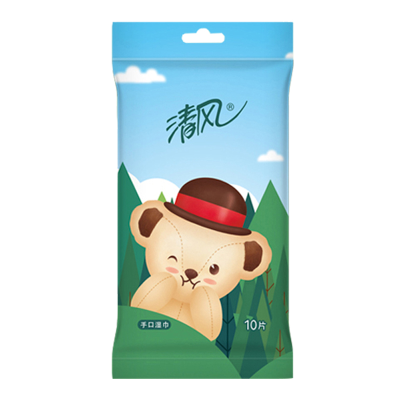 清风湿巾卡通手口湿巾10片