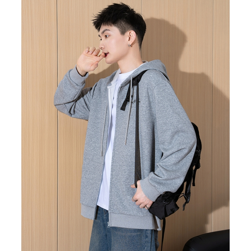 [2.5折价135元]唐狮春季新款男士夹克外套休闲运动宽松纯色连帽短款上衣时尚
