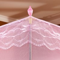 迎馨家纺 宫廷风蚊帐宫廷式三开门宫廷蚊帐落地蚊帐 粉色