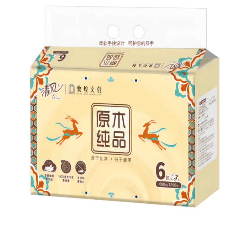 清风敦煌IP联名款抽纸3层100抽一提6包(180mmX120mm)