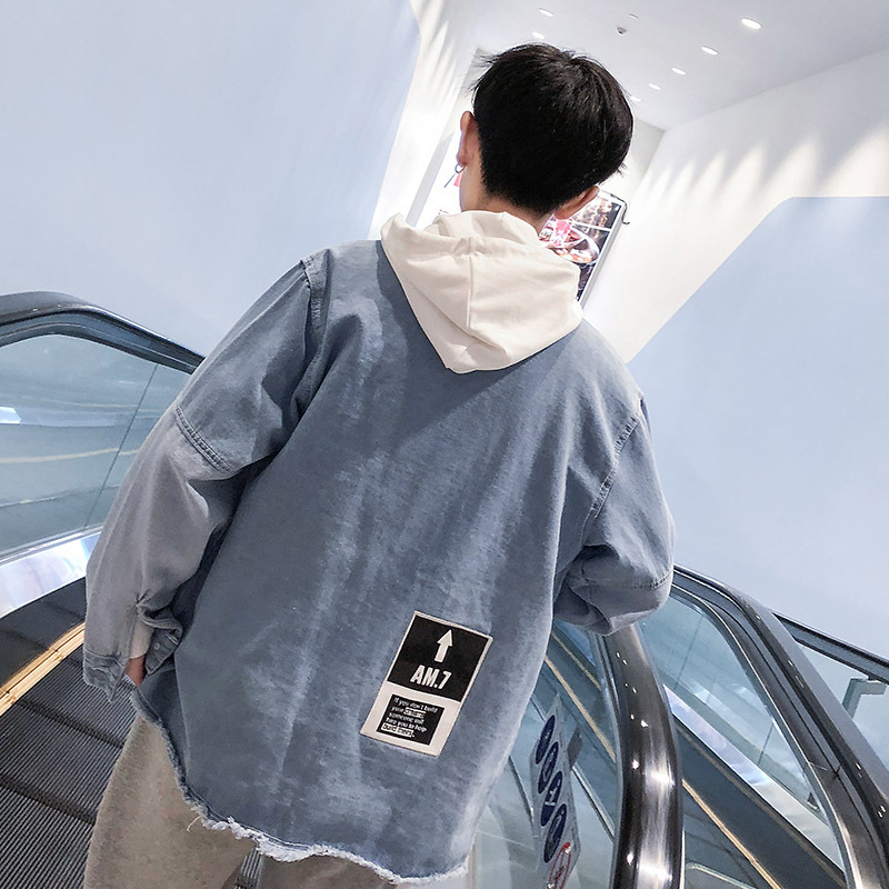LEEVIRHINO男装秋冬新款男士牛仔服男宽松大码时尚休闲潮流帅气百搭牛仔衣男夹克外套男款李维犀牛