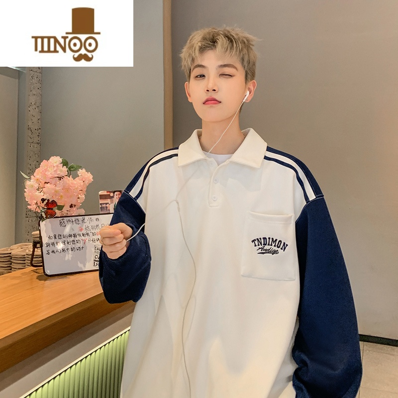 YANXU感卫衣男外套潮牌2023新款痞帅上衣早秋翻领大学生帅气高清大图