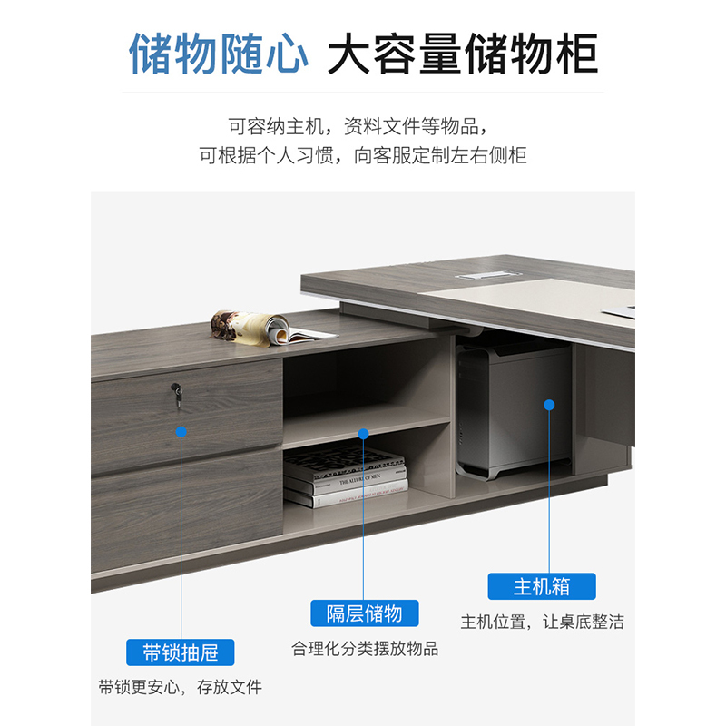 三金鑫 办公桌老板桌简约现代大气总裁桌办公家具大班台经理桌