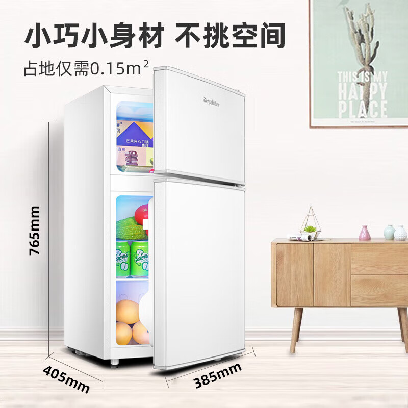 荣事达58升迷你冰箱小型双门电冰箱家用宿舍冷冻冷藏节能 冰箱一级能效 三天约一度电 76L9RSZ白色