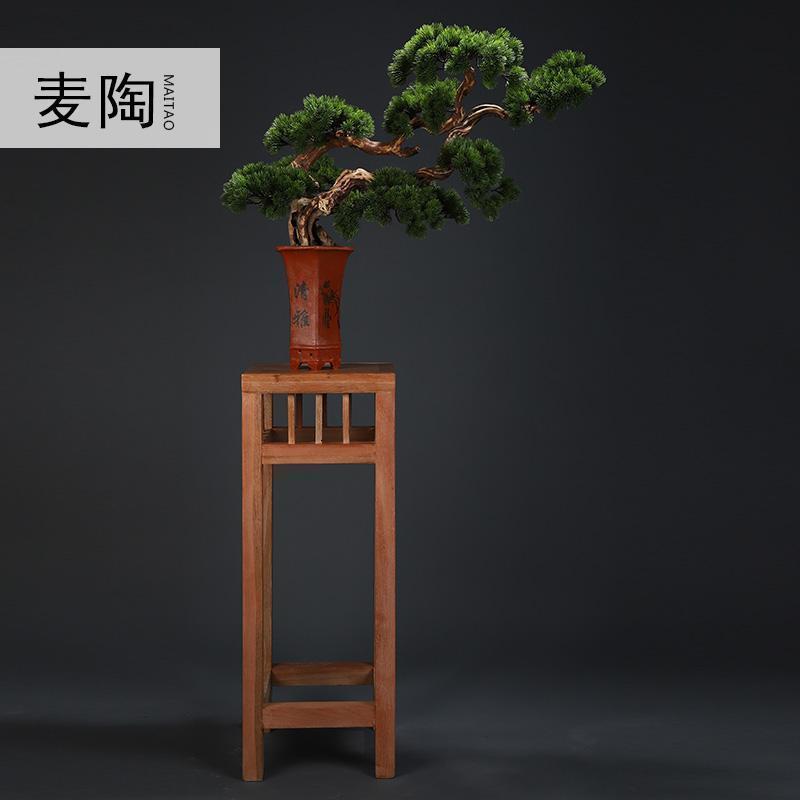 新中式家居摆件四季迎客松盆景酒店走廊绿植玄关装饰摆件_85