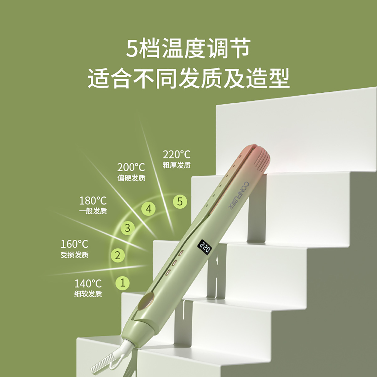 康夫卷发棒女直发卷发两用负离子迷小型便携小夹板不伤发持久定型KF-554高清大图