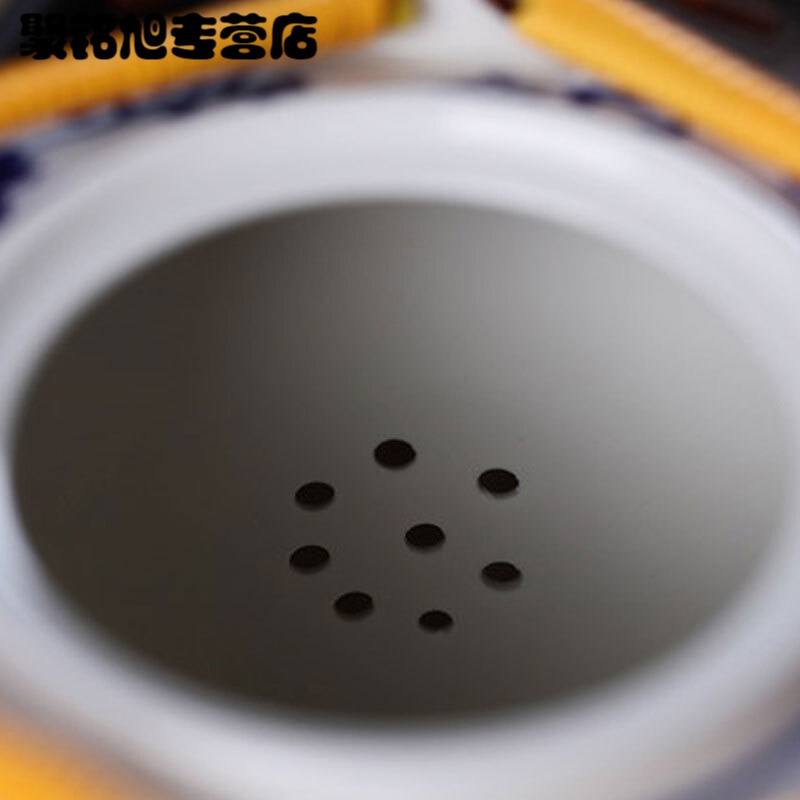 景德镇泡茶壶陶瓷凉水壶大号青花瓷存水壶冷水壶提梁耐热防爆家用简约?花开富贵约2L