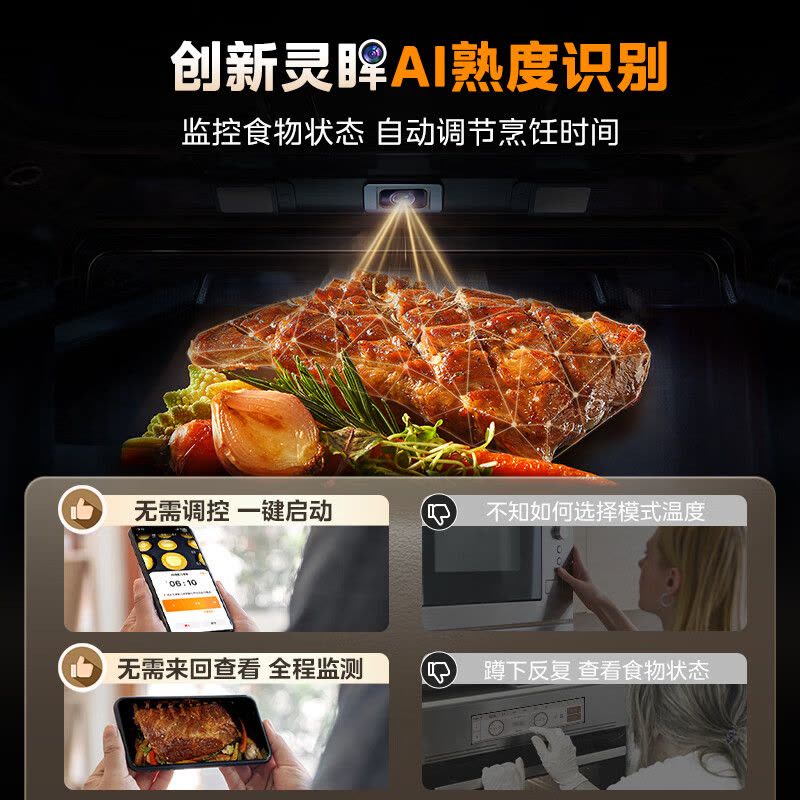 美的微蒸烤一体机嵌入式R6PRO 无边灵眸变频微蒸烤炸炖五合一 55L大容量家用[美的知味2.0]GR6 Pro图片