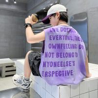 童装男童夏装套装2025新款男孩儿童背心夏款中大童薄款夏季运动潮 170cm 紫色背心