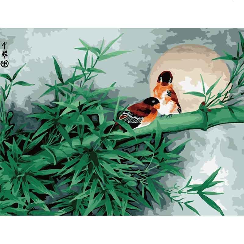 diy数字油画手绘风景动物花卉餐客厅装饰油彩壁画 两厢情