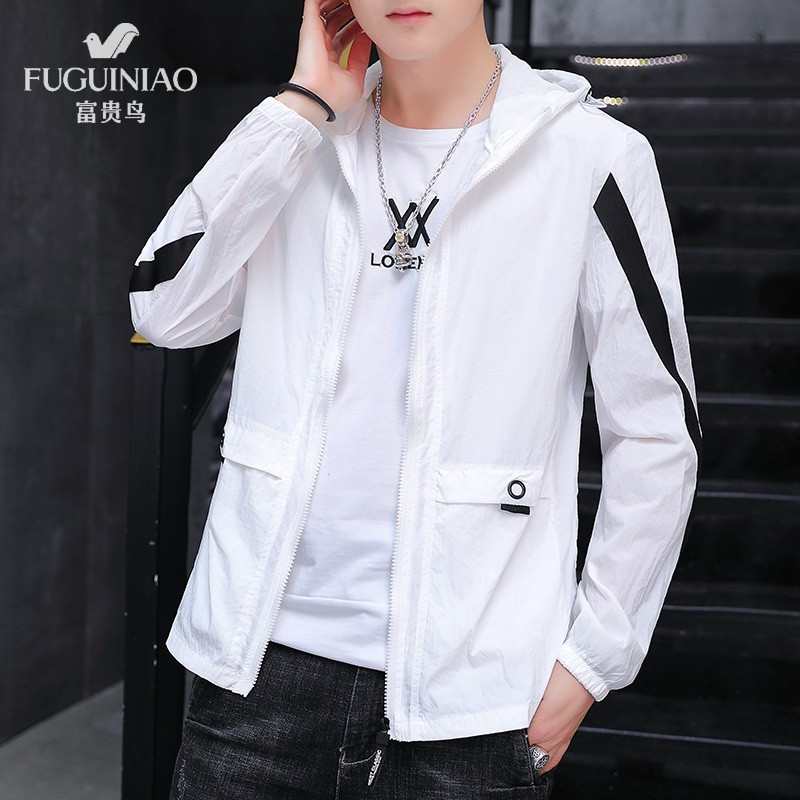 富贵鸟 防晒衣 情侣款 男 女 通用 2020 新款 夏季 超薄 透气 皮肤衣 休闲 连帽 夹克 户外 运动 外套 青年