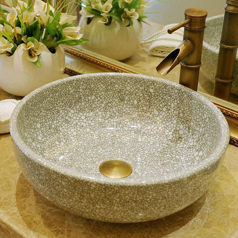 闪电客台上盆小尺寸陶瓷洗手盆单盆卫生间中式艺术盆阳台洗脸盆面盆