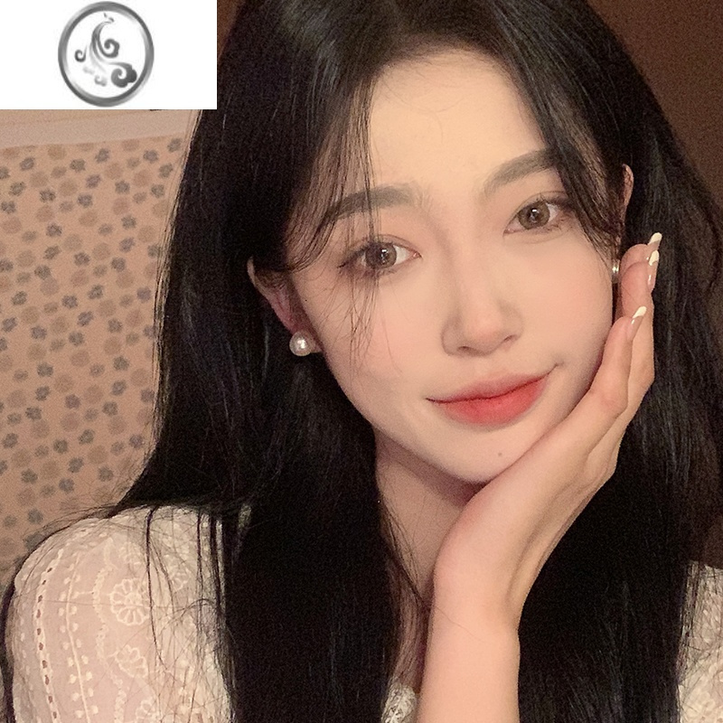 JiMi施家珍珠耳钉气质优雅百搭人鱼姬粉光耳环ins高级感简约温柔耳饰