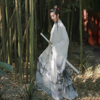 【直播特卖】小鱼儿魏晋风交领三件套男女同款白菜汉服整套全套娅洛尔