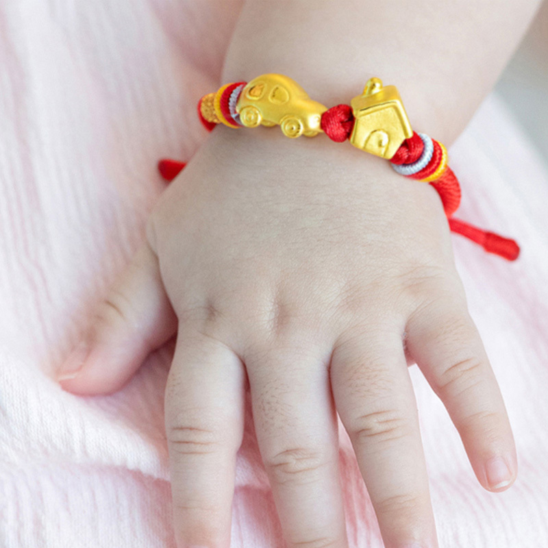 周贝贝珠宝有房有车转运珠手链黄金足金3d硬金婴儿满月周岁礼物宝宝