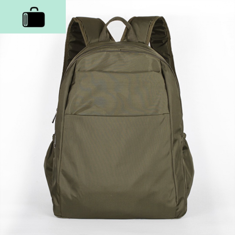 新款时尚女士包包轻薄柔软纯色尼龙布料双肩包大容量休闲旅行背包NEW LAKE 军绿色