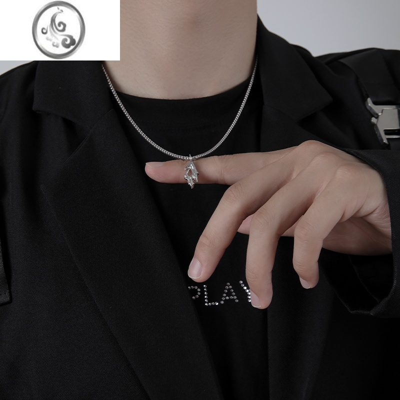 jimi925银项链男潮设计感小众简约男生配饰潮牌百搭挂饰个性男士吊坠