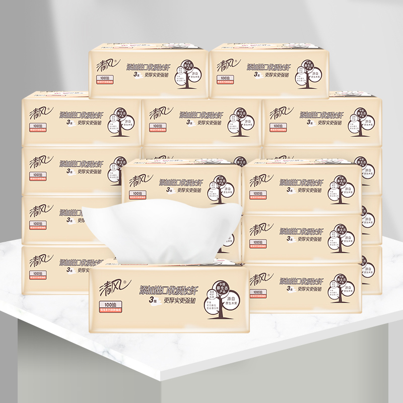 清风 AR1OSBY萌宠系列 180*120mm三层100抽亲肤抽纸 24包 整箱高清大图