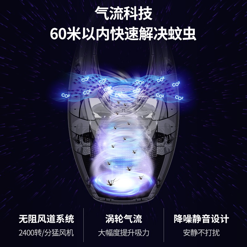 二氧化碳灭蚊灯户外灭蚊家用商用卧室插电室内杀虫 三维工匠 灭霸琥珀蚊影蓝/气流灭蚊/触屏/四色夜灯高清大图