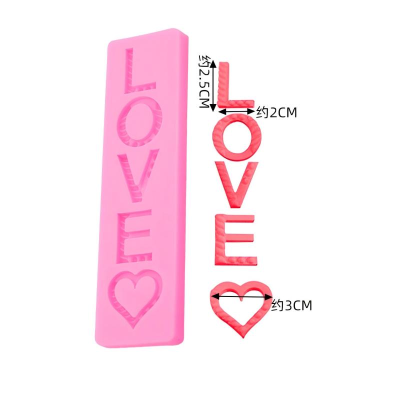 小窝厘 硅胶模具巧克力模蛋糕装饰爱心LOVE英文字母翻糖磨具 LOVE (爱心款)*高清大图