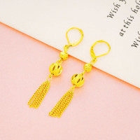 仿越南沙金耳环女时尚长款耳线仿真黄金耳坠女百搭久不掉色首饰品送女朋友老婆情人节七夕生日礼物