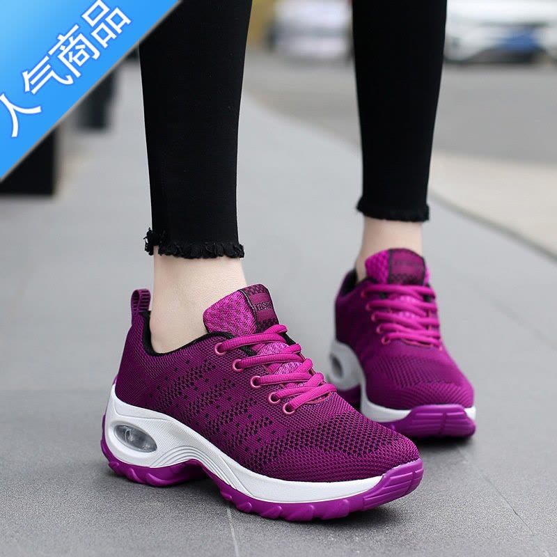 SUNTEK女鞋摇摇鞋2022夏休闲鞋韩版镂空厚底运动鞋软底防滑松糕气垫鞋女图片