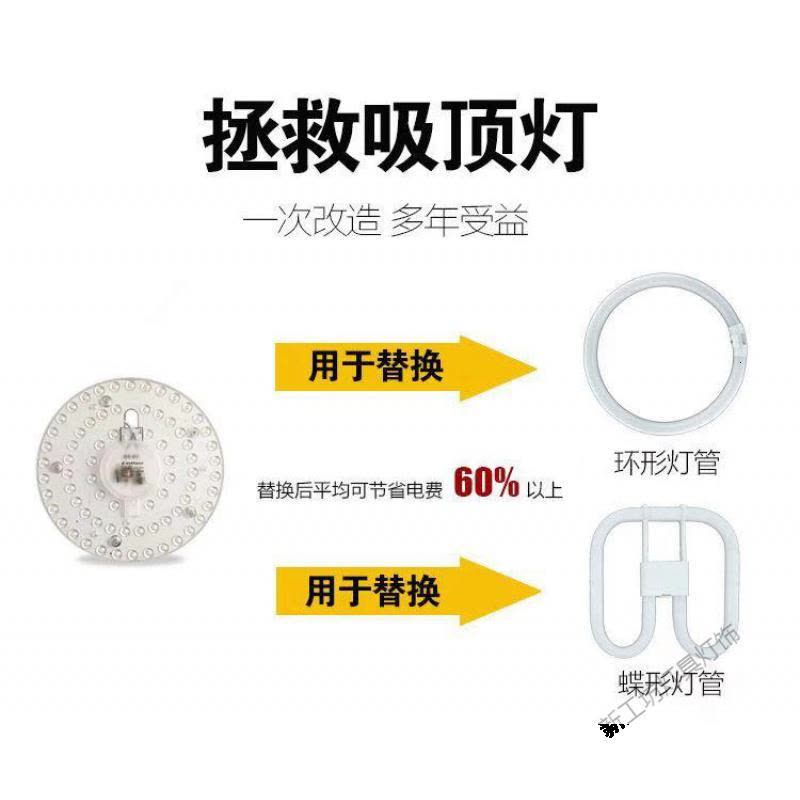 苏宁放心购 led灯板改造贴片方形led吸顶灯芯 圆形灯盘灯片磁铁替换光源家用图片