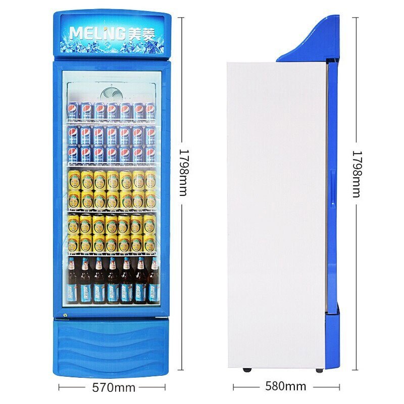 美菱(MELING)SC-288W商用展示柜 立式玻璃冷藏保鲜冰柜 单门饮料啤酒酸奶蛋糕水果陈列柜冷柜