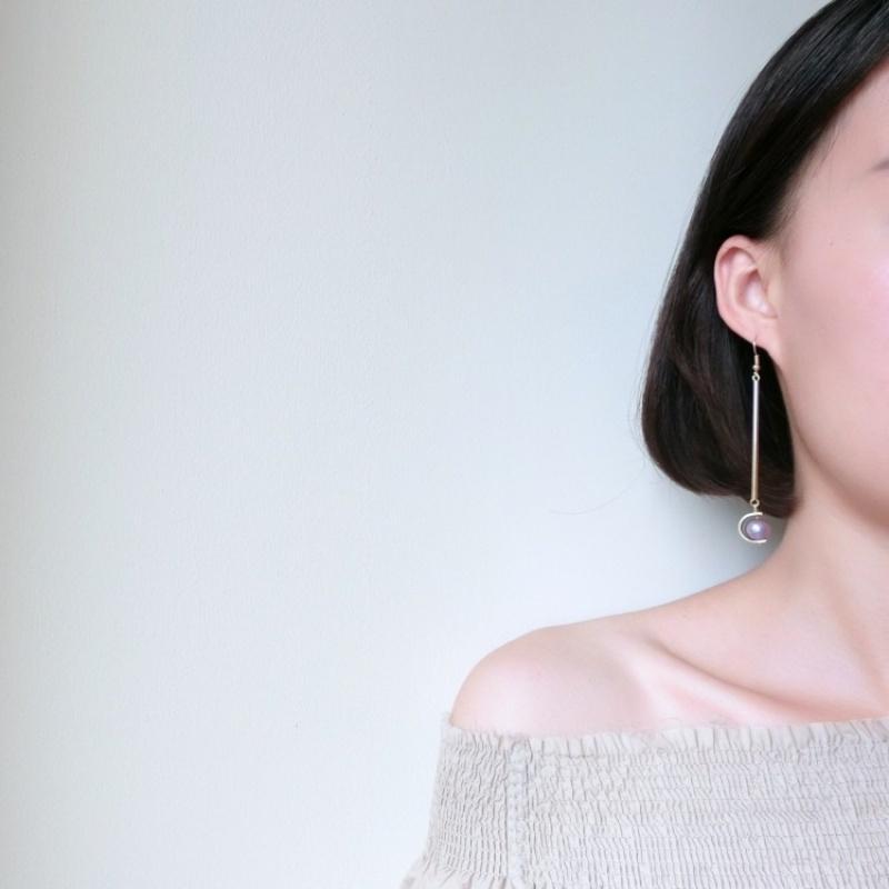 手作极简唯美韩风修长款珍珠铜棍耳环耳饰无耳洞耳夹女耳饰送女朋友