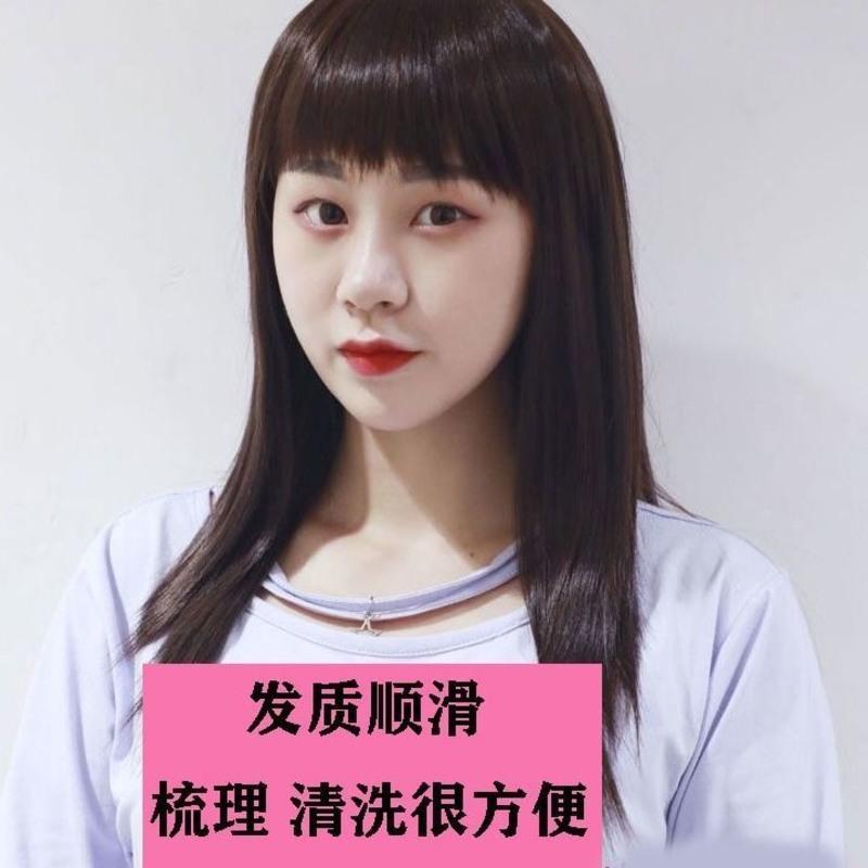 假发女长发全头套式长直发自然逼真隐形无痕女士中长发妈妈假发套 自然黑40cm长度 加发网