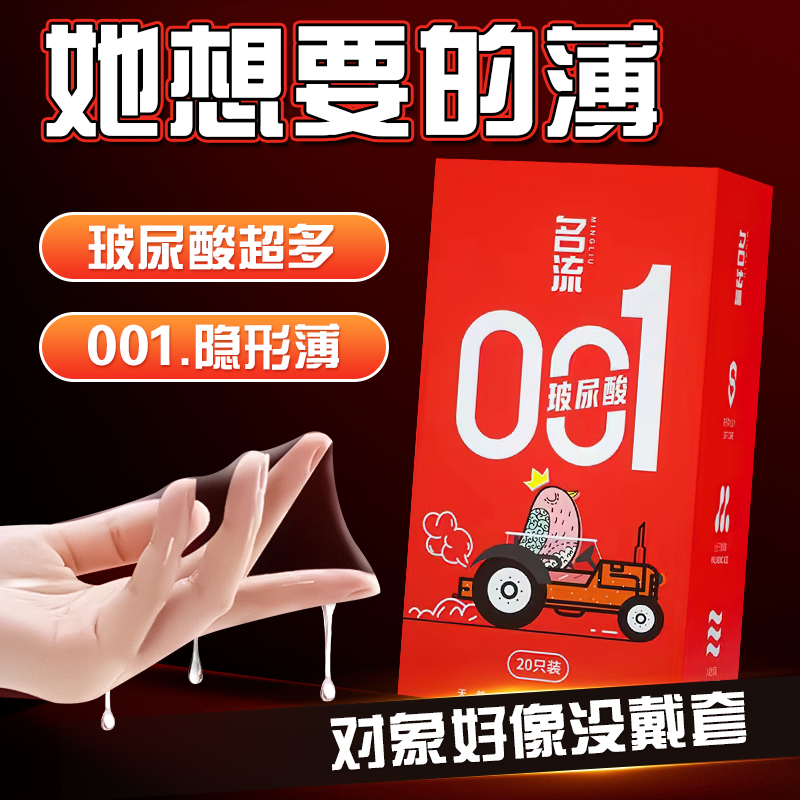 名流001避孕套20只超薄玻尿酸水润裸感免洗水溶性防脱正品安全套套男女用品成人情趣用品byt高清大图