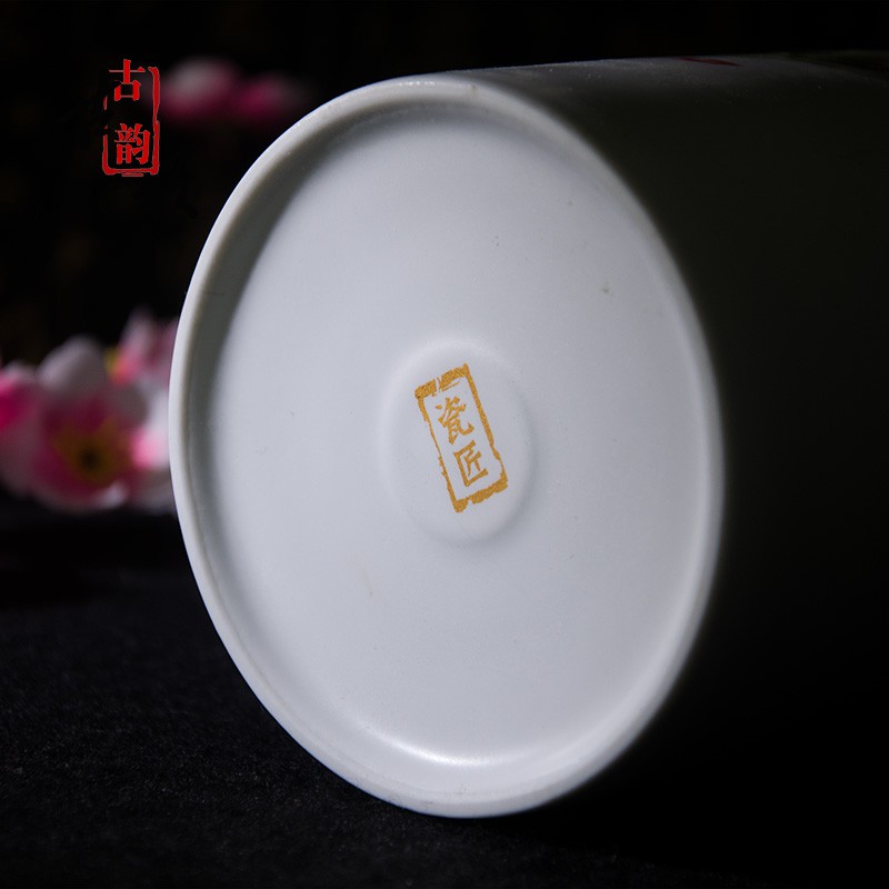 景德镇陶瓷创意收纳毛笔筒个性文房四宝艺术品摆件学生礼品笔筒 三维工匠 事事如意高清大图