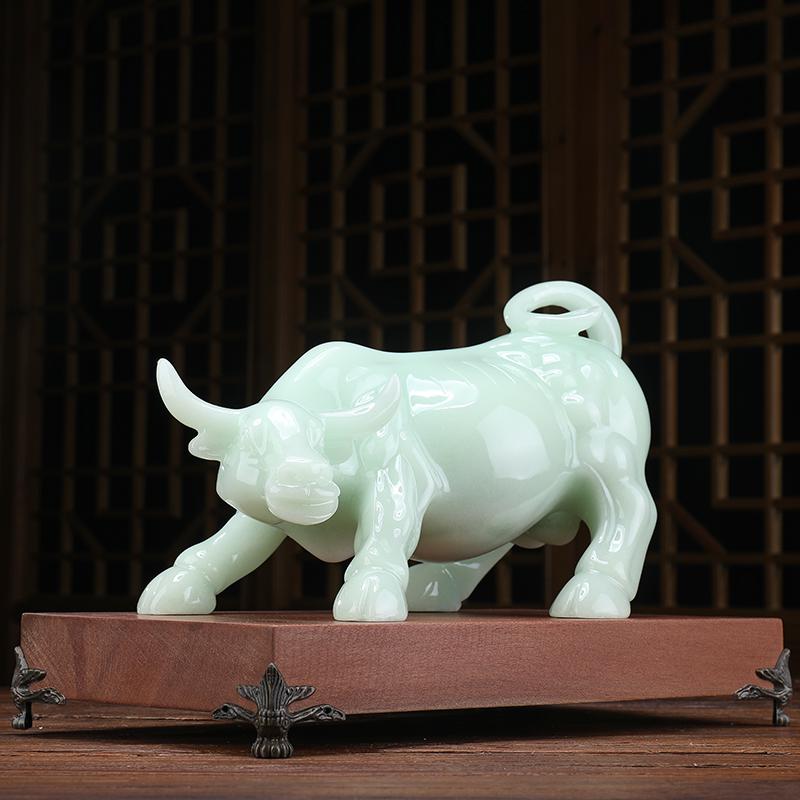 美帮汇玉石华尔街牛摆件牛气冲天牛工艺品公司老板办公桌装饰品摆设高清大图