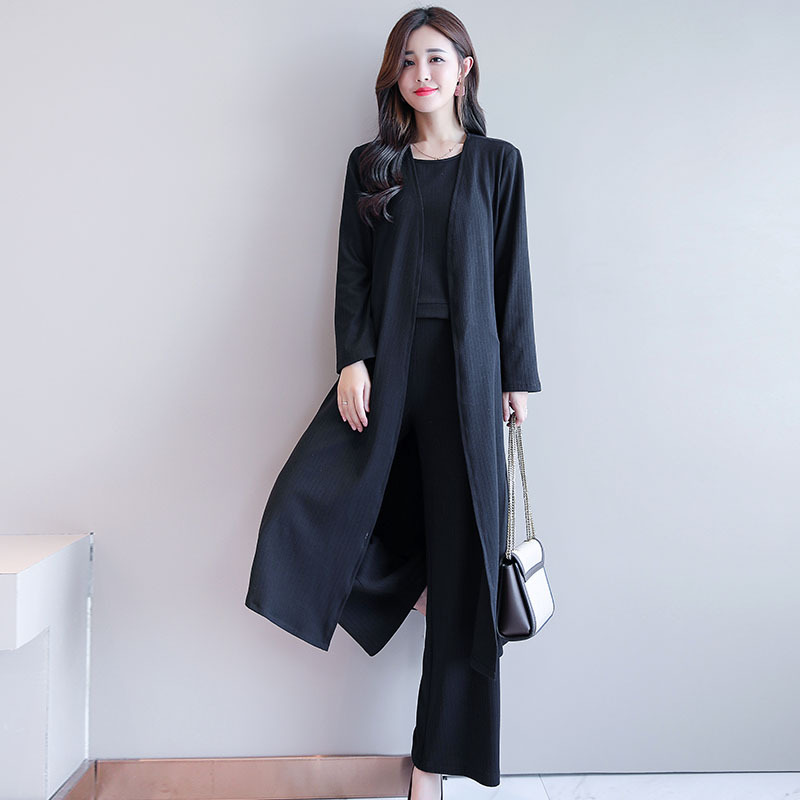 女士新品三件套女装夏款时髦套装洋气韩版两件显瘦气质春秋阔脚裤