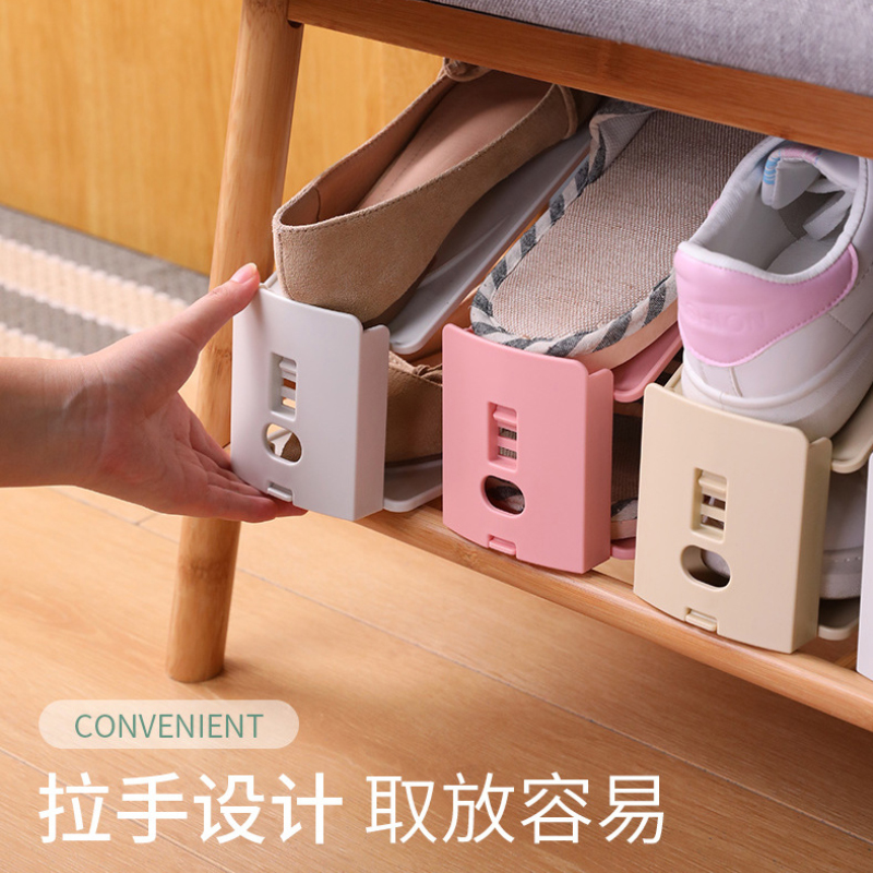 壹志[加厚防滑]双层鞋子收纳架 家用鞋架整理架可调节简约抗压塑料鞋托 宿舍寝室鞋柜收纳神器拖鞋架收纳盒简约高清大图