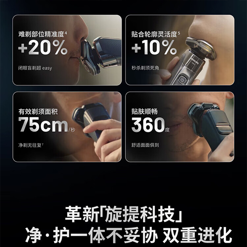 飞利浦(PHILIPS) 电动剃须刀全新一代旋护式新9系Lite-新旗舰入门纳米净剃刮胡刀生日礼物送父亲X9000/10高清大图